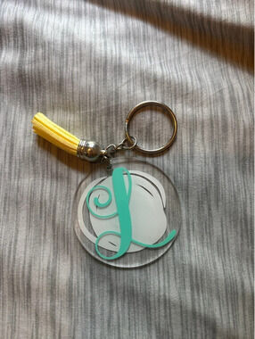 Handmade acrylic monogram keychain with tassel